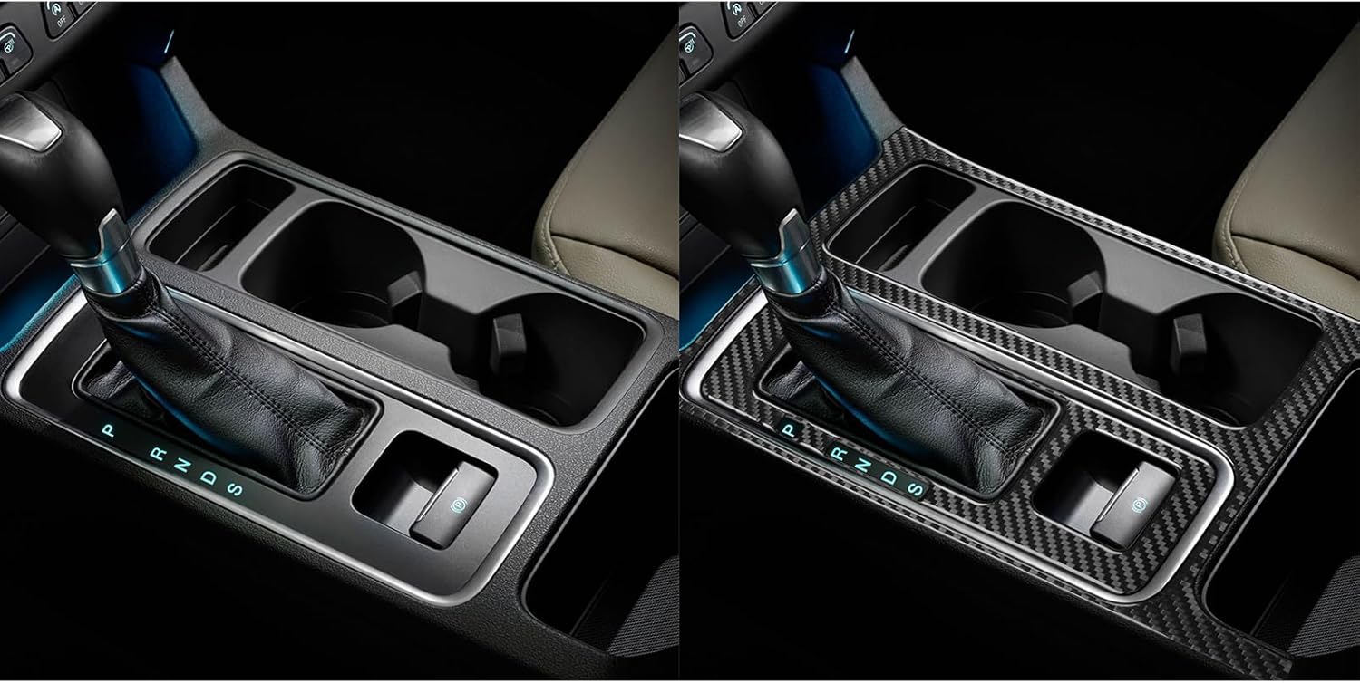 NVCNX Real Premium Carbon Fiber Compatible with Ford Escape 2017 2018 2019 S SE SEL Titanium Car Center Console Gear Shift Panel Cover Interior Trim Kit Accessories 2PCS Black