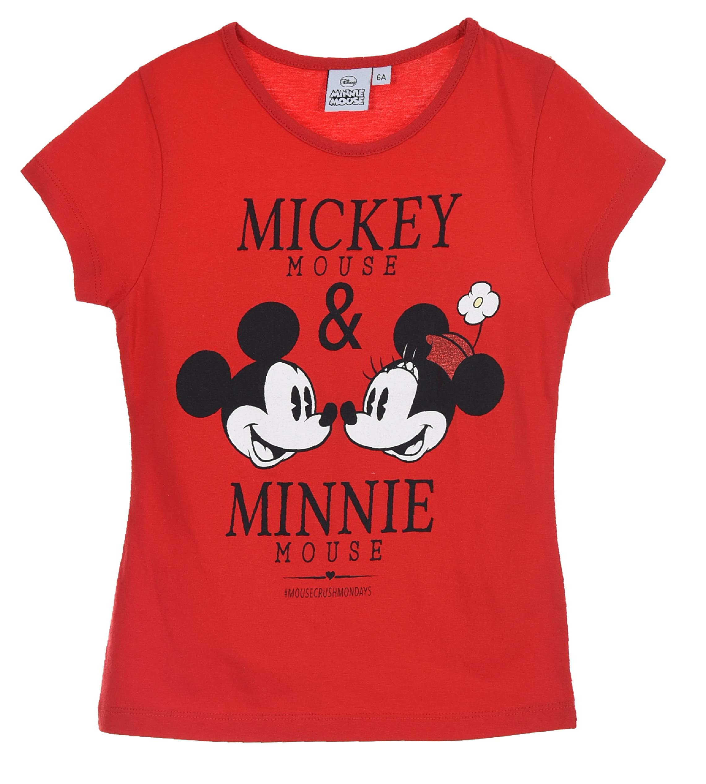 Minnie and Mickey Mouse Short-Sleeved T-Shirt for Children Aged 3 to 8 Years (Age