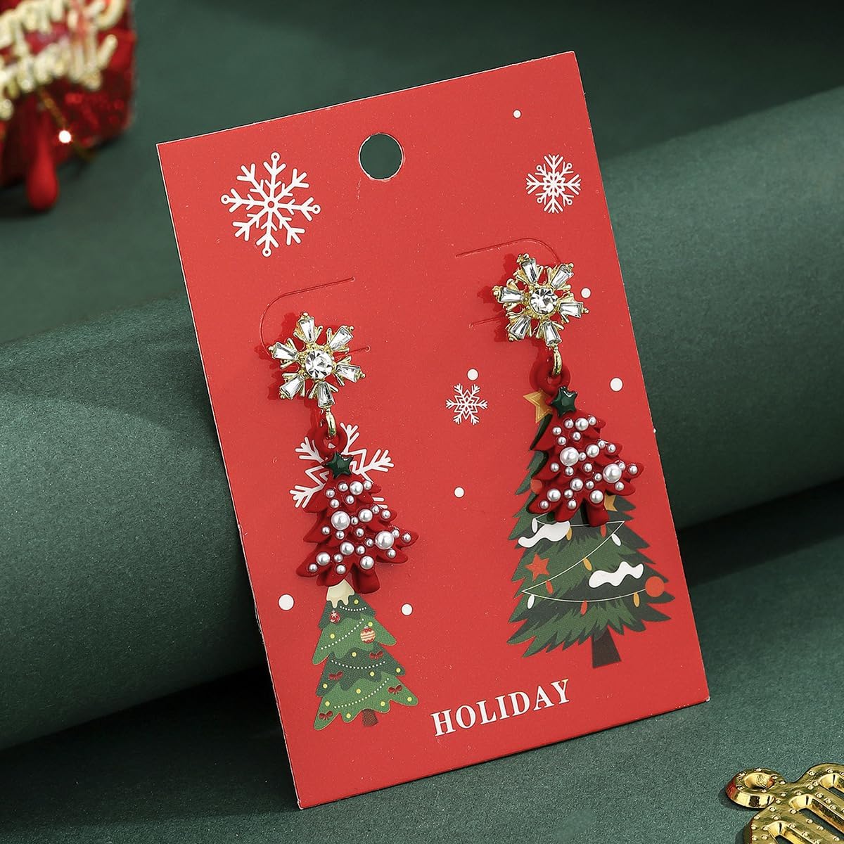 Christmas Earrings Cute Snowflake Christmas Tree Candy Cane Red Green Bell Ornament Dangle Drop Earrings Holiday Xmas Jewelry for Women - Image 6