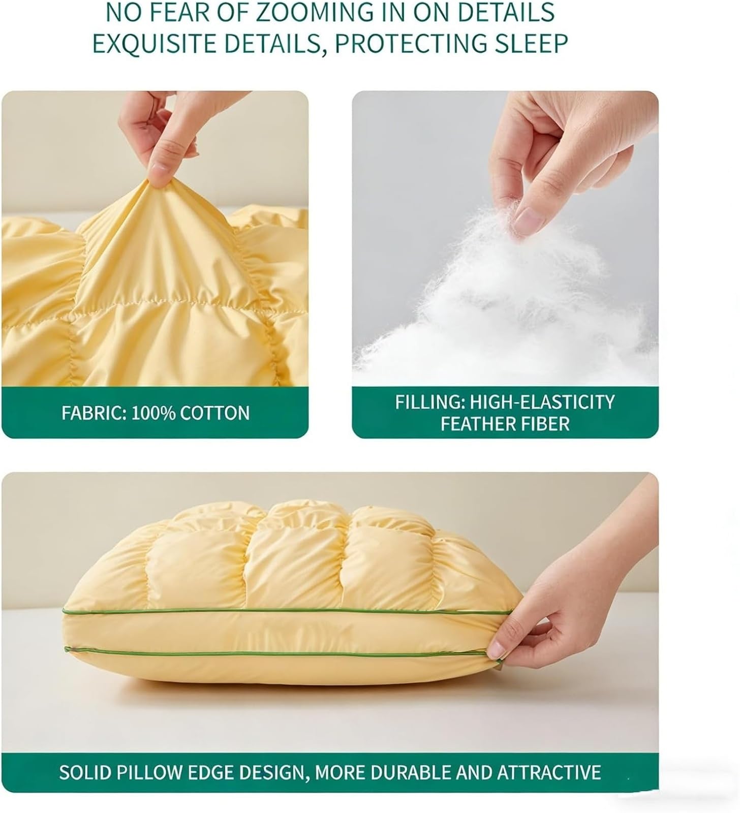 Ananas-Wolken-ähnliches Daunenkissen, Queen-Size-Wolkenkissen, Flauschiges Stützbettkissen, for Seitenschläfer, Hotelkissen, Rücken, Seite, Bauch | Yellow,2Pcs