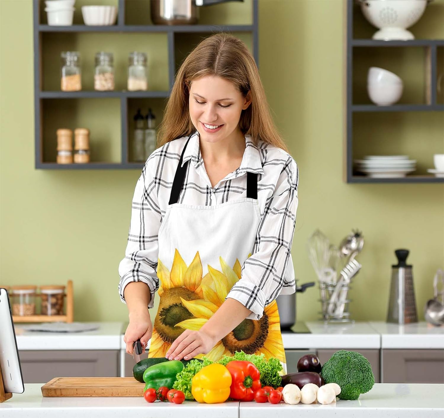 Sunflower Waterproof Apron Kitchen Chef Aprons Bibs for Grooming Cooking Baking Painting Gardening - Image 5