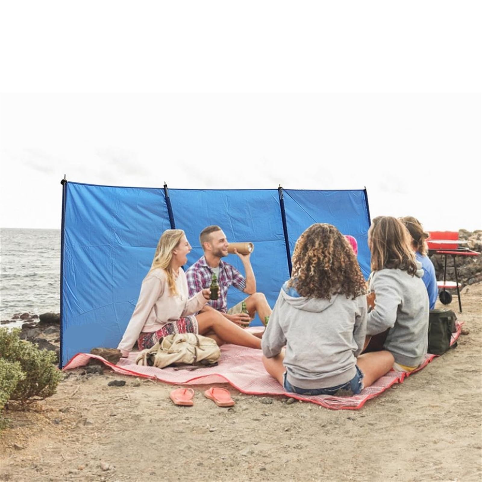 Paravento da Spiaggia Frangivista Parabrezza Pieghevole for fornello da Campeggio all'aperto, Parete Laterale Antivento, Parete divisoria Portatile, Schermo Antivento, frangivento in Tela