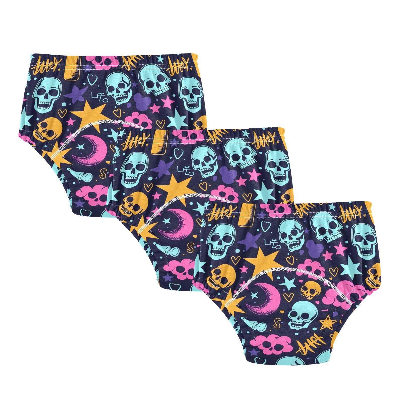 Toddler Potty Training Underwear Doodle Skulls Stars Cotton Absorbent Toilet Training Pants for Boys Girls 2T-5T