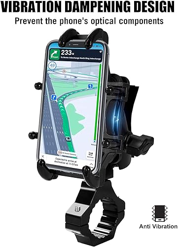 Miniatura 2 de Soporte de teléfono antivibración para UTVSXS Off-Road, operación con una sola mano, soporte de aluminio resistente para teléfono celular, fácil de