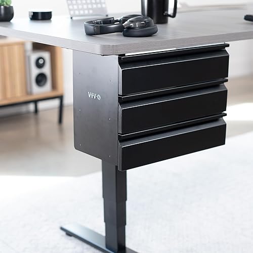 Miniatura 4 de VIVO DESK-DR03 - Cajón de almacenamiento de doble nivel deslizante de 16 pulgadas, organizador de 3 capas para debajo del escritorio, color negro