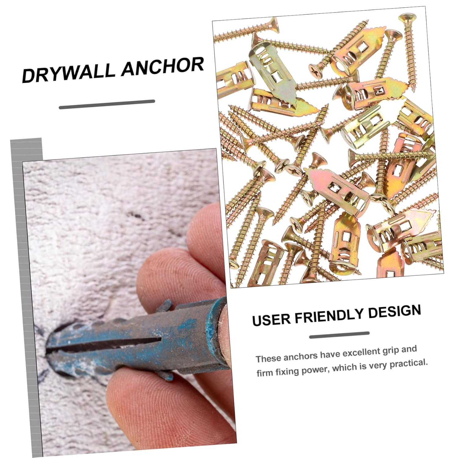 CHILDWEET 50pcs Self-Drilling Expansion Anchors Screws Easy to Install for Drywall Hollow Walls and Masonry Load-Bearing for Projects