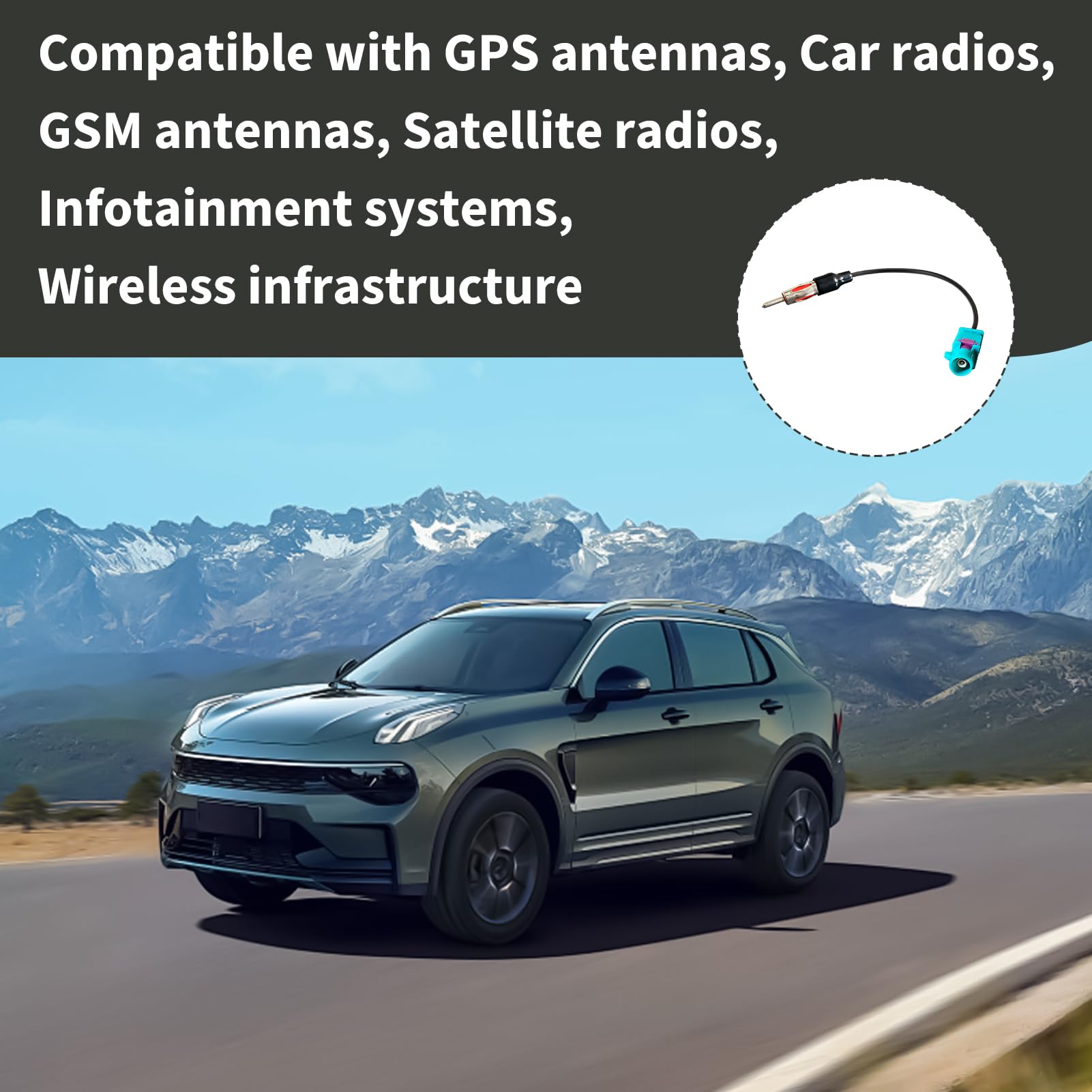 Adattatore Antenna Autoradio, Connettore Fakra Z Maschio a DIN Maschio per Spinotto Autoradio, Connettore Coassiale RG174 per Collegamento Antenna FM AM DAB GPS, Compatibile con Sistemi Infotainment