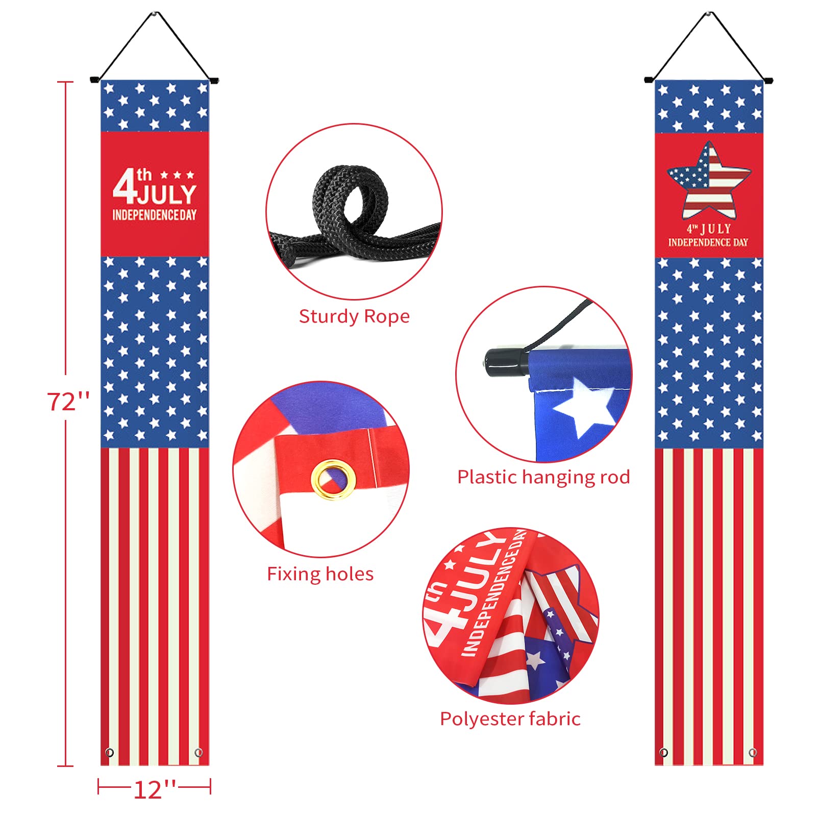 ZOiiWA Beleuchtetes Türbanner Amerikanische Flagge – Patriotische Veranda-Deko Für 4. Juli, Veteranentag & Feiertage