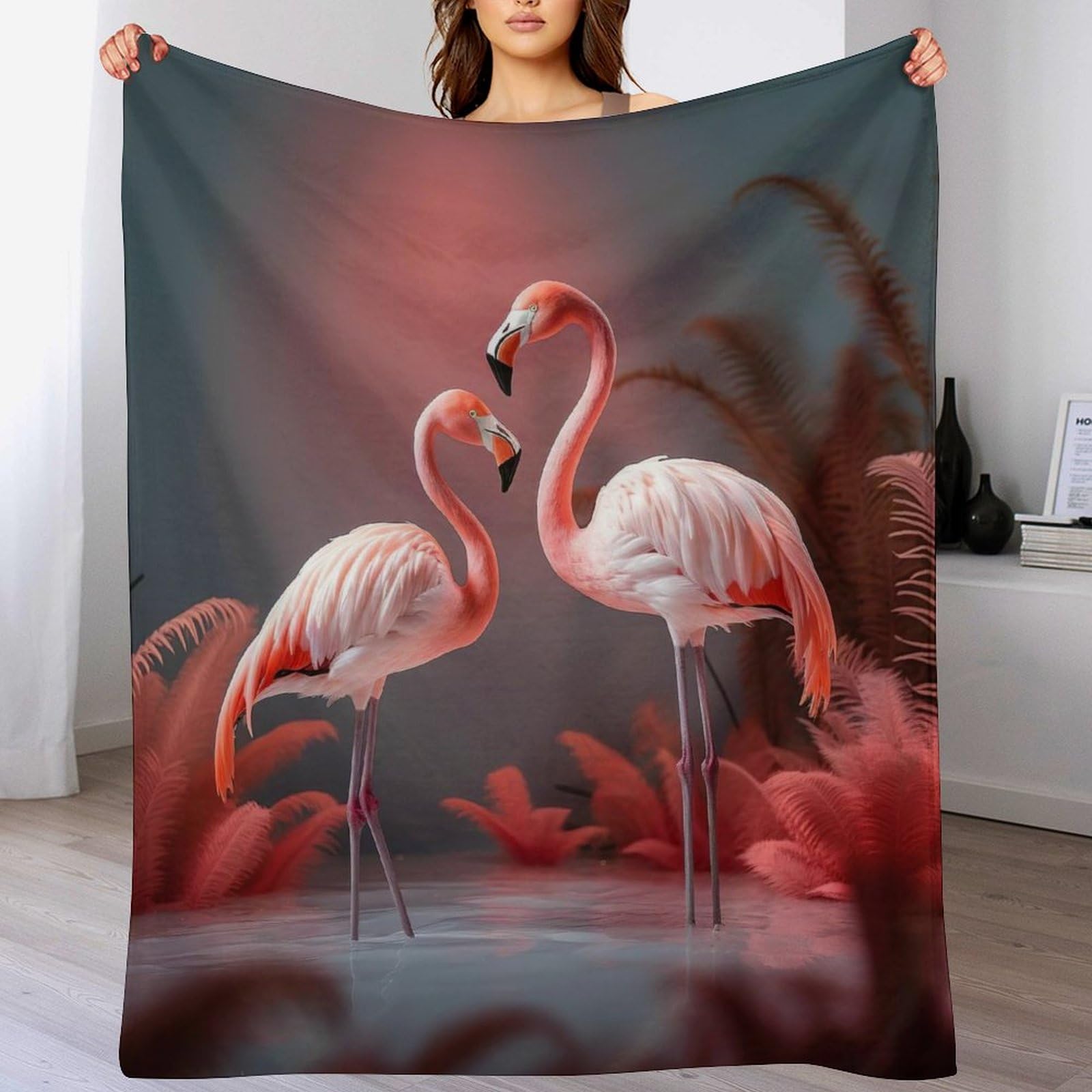 Couverture flamant rose en flannel pour des soirées cocooning au salon