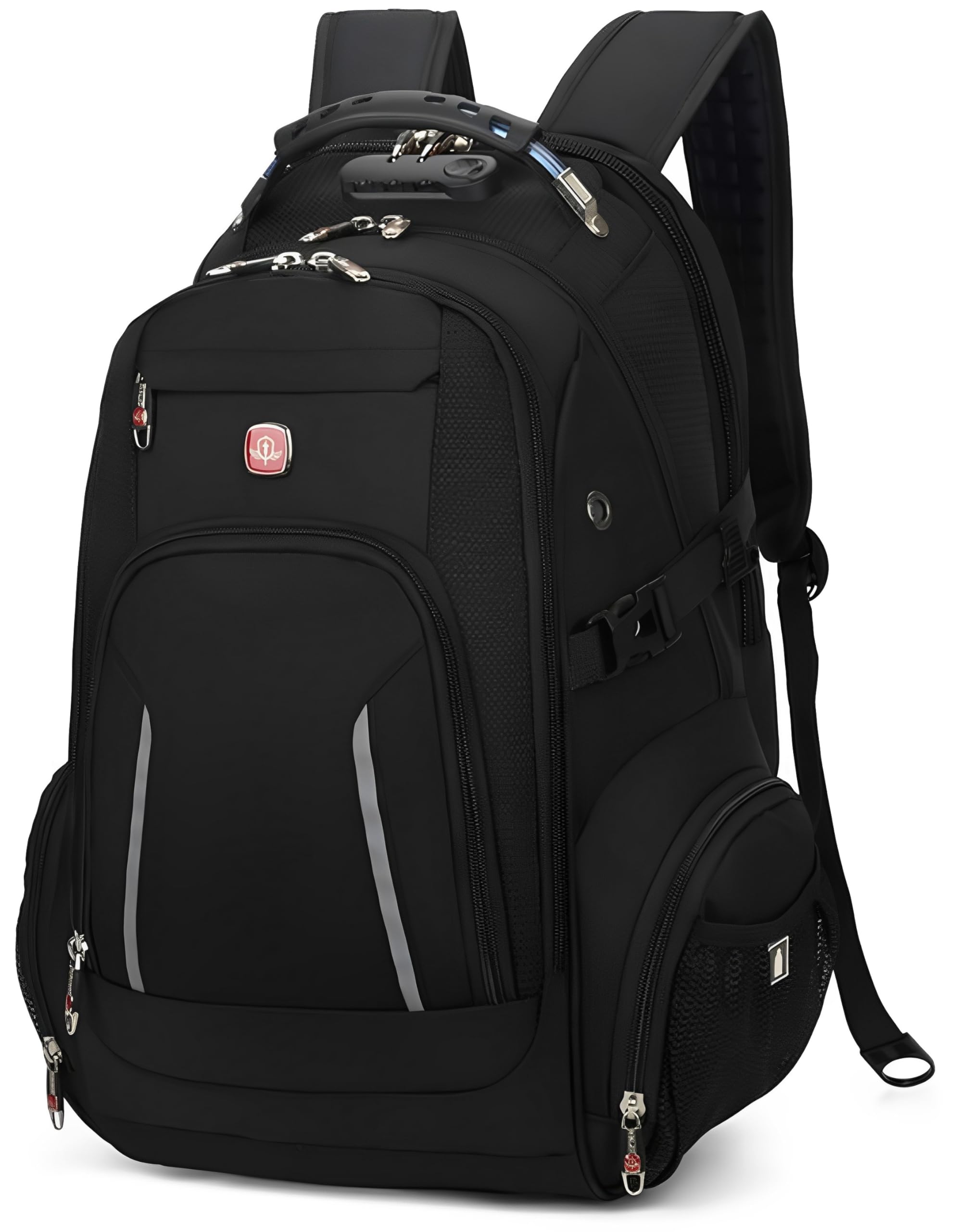 ALTOS OFFICE AND HOME Mochila deportiva para laptop, Puertos USB/Audifonos, Laptop/15,6", negra, candado integrado, genial para escuela, deportes, senderismo, impermeable, resistente y bien reforzada