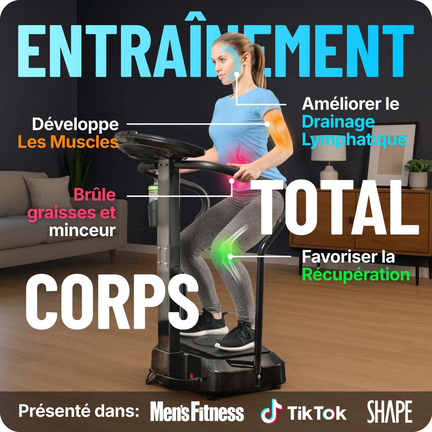 Plateforme Vibrante Pro Bluefin Fitness | Sport à la Maison | Expérience Fitness | Rotation des Hanches 360 | Moteurs Silencieux | Haut-parleurs | Design Anglais
