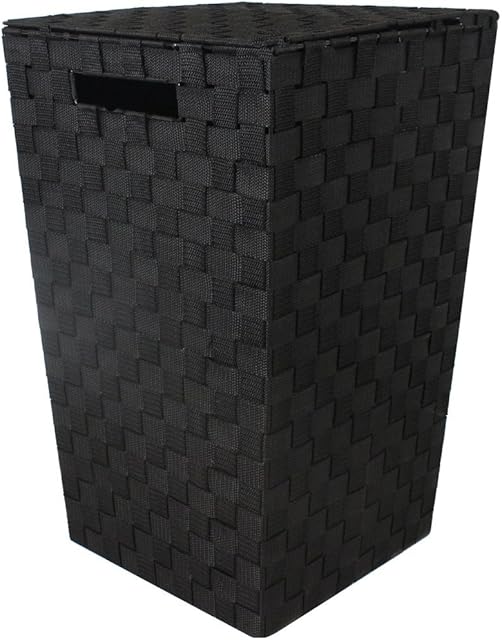 JVL Black Tapered Laundry Basket with Inset Handles