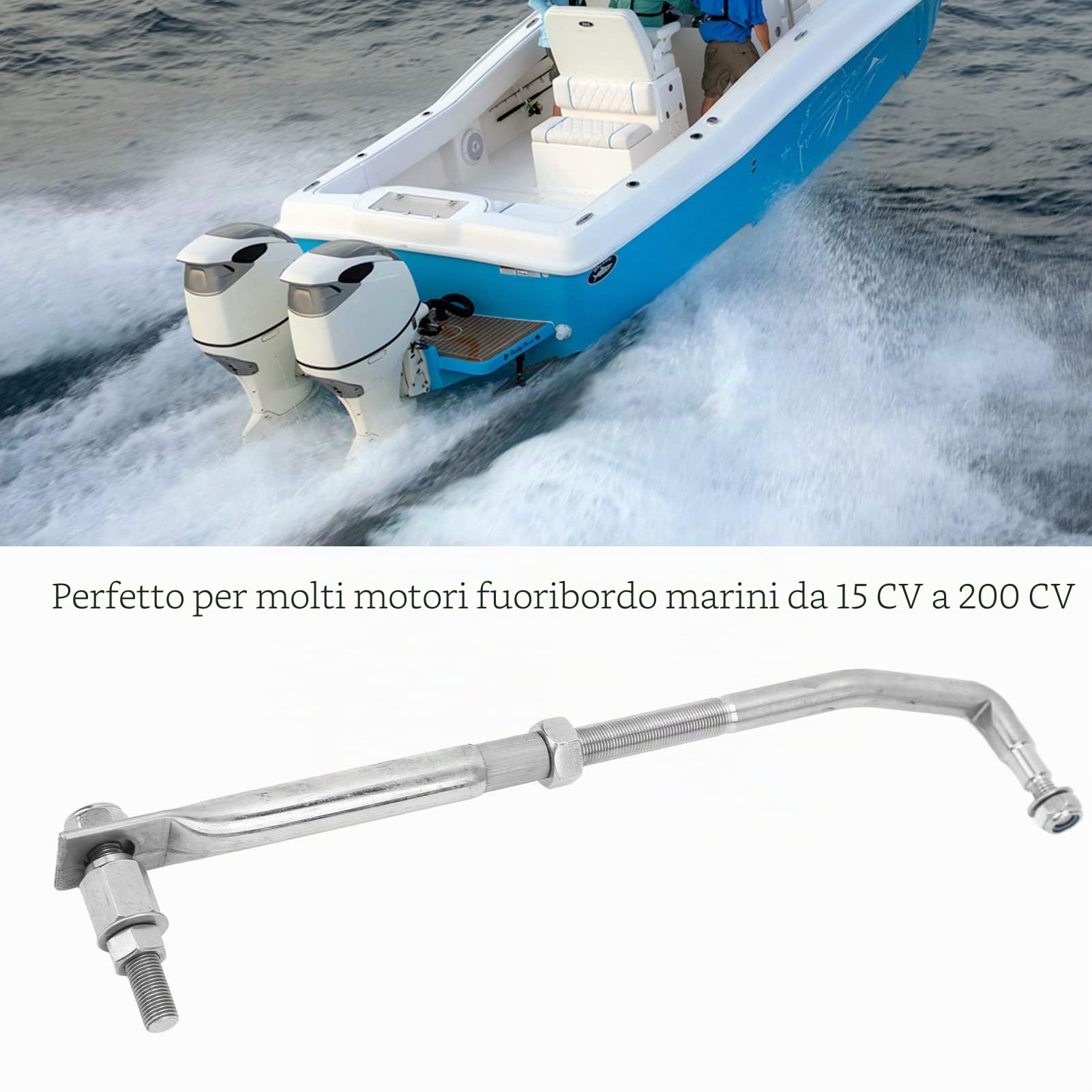 Tirante dello Sterzo, Collegamento dello Sterzo del Motore Fuoribordo 265‑315 Mm Regolabile in Acciaio Inossidabile Universale per Motore Fuoribordo 15 a 200