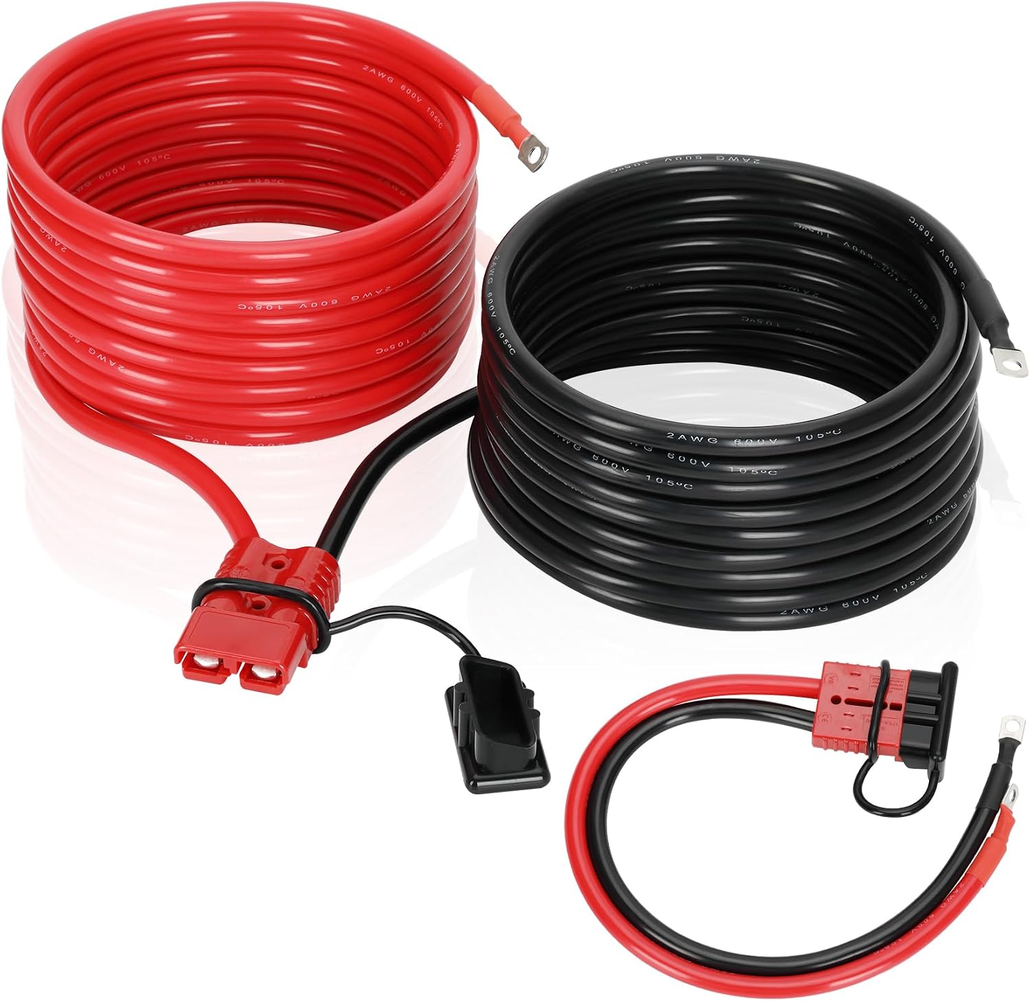 Quick Disconnect Winch Power Cable 24FT, 2 Gauge 2 AWG Copper Wiring, Heavy Duty Quick Disconnect Cables with 175A Connector Plug for ATV UTV Truck SUV Trailer Off-Road Winching