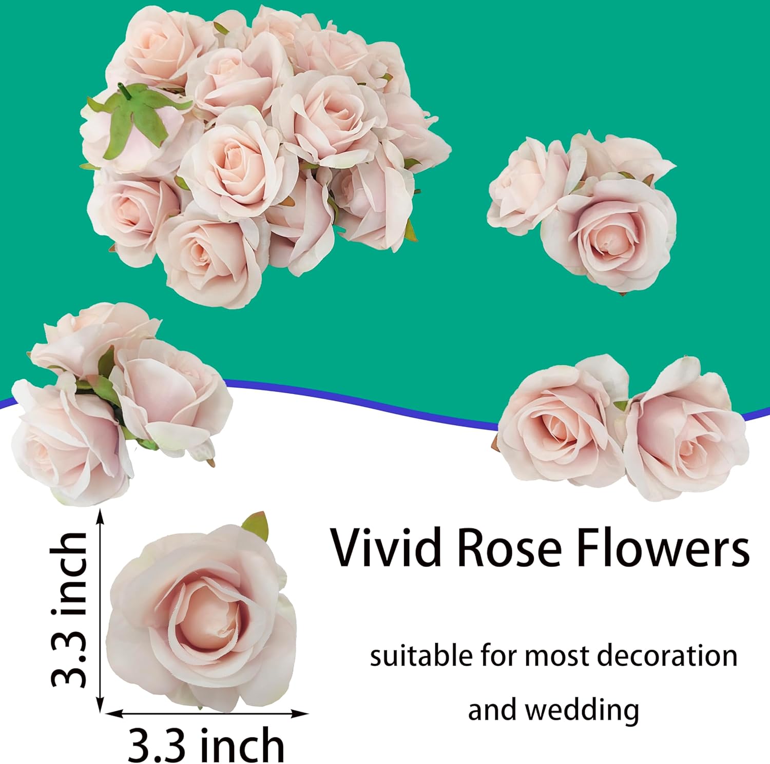 ATFL Artificial Satin Rose Flower Heads,42 Pcs Silk Rose Heads with Stems,3.5'' Rose Artificial Flowers Bulk,Artificial Rose Flower Heads for DIY Crafts Bouquet (42, Fall Pink)