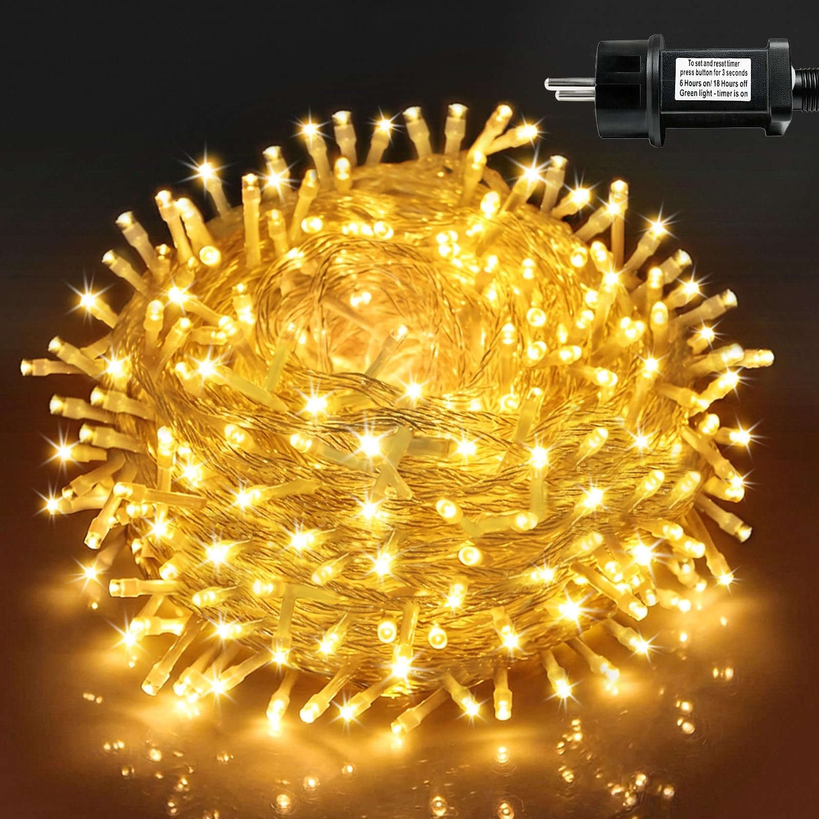 Guirlande Lumineuse Extérieure Électrique 100m Lumières de Noël avec Prise et Minuterie, 8 Modes IP44 Étanche - Blanc Chaud