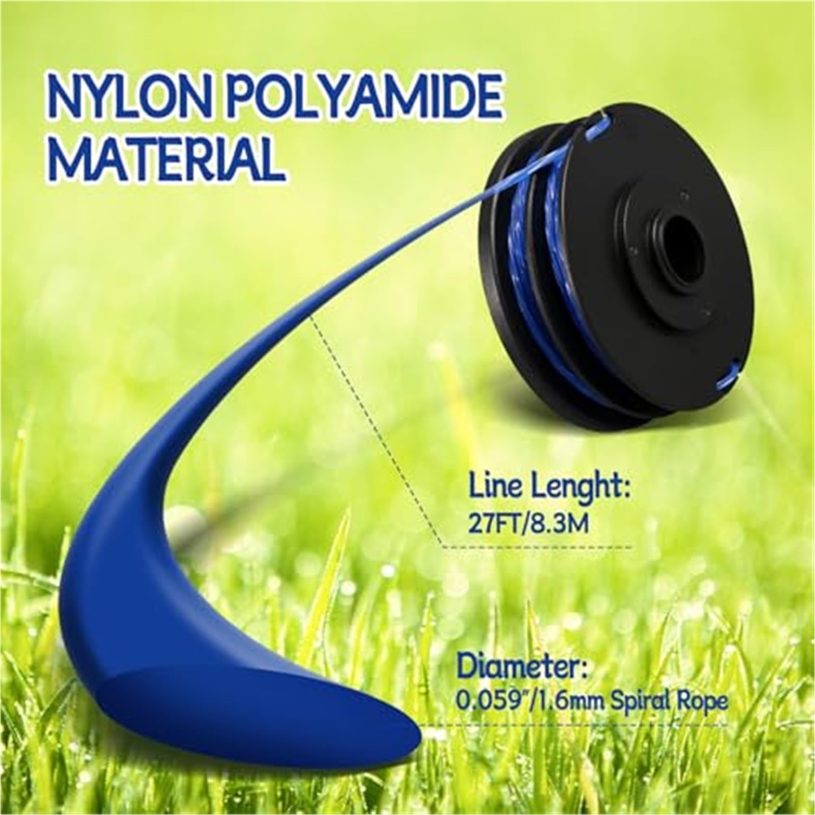 Ligne Nylon 1.5mm RAC123 5 Bobines Rechange Débroussailleuse Ryobi - Ligne Nylon 1.5mm, Compatible RLT4027, RLT5027, Etc. Fil Nylon 1.5mm