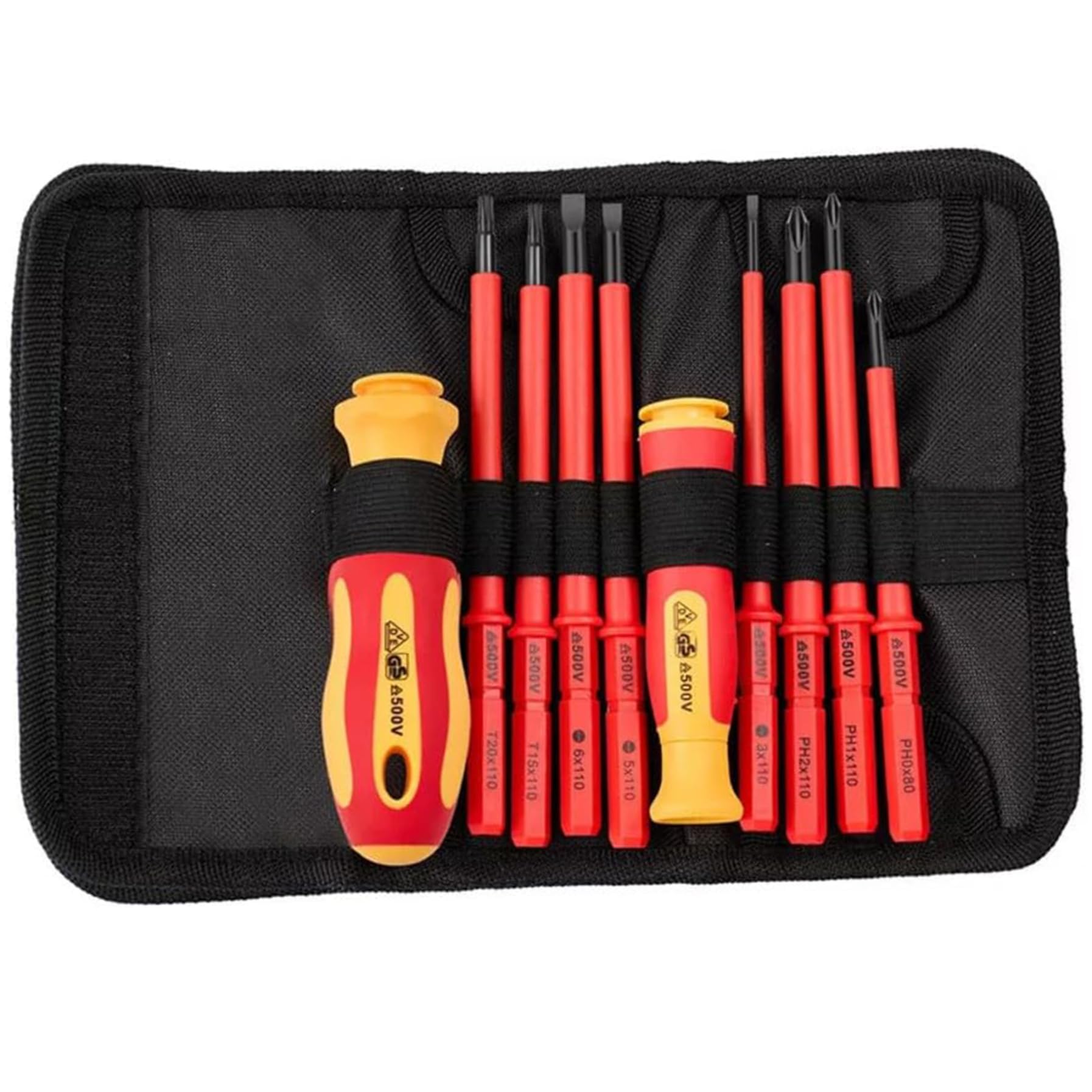 10 Pcs Electrician Tools Set Interchangeable Insulated Screwdrivers High Hardness with Multiple Bits for Electrical Home and DIY Projects