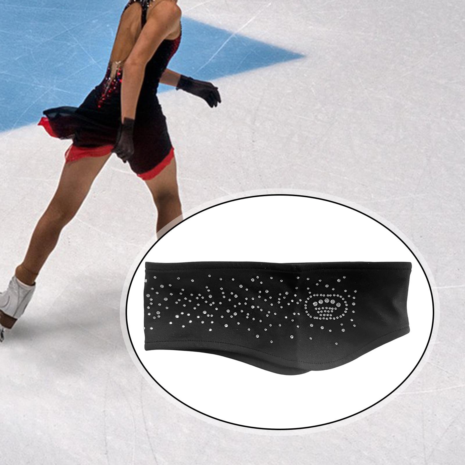 Fascia per Pattinaggio Artistico, Fascia Sportiva, Fascia Protettiva in Poliestere Traspirante, Assorbente Del Sudore, per Donne, Corsa, Ginnastica, a, Nero