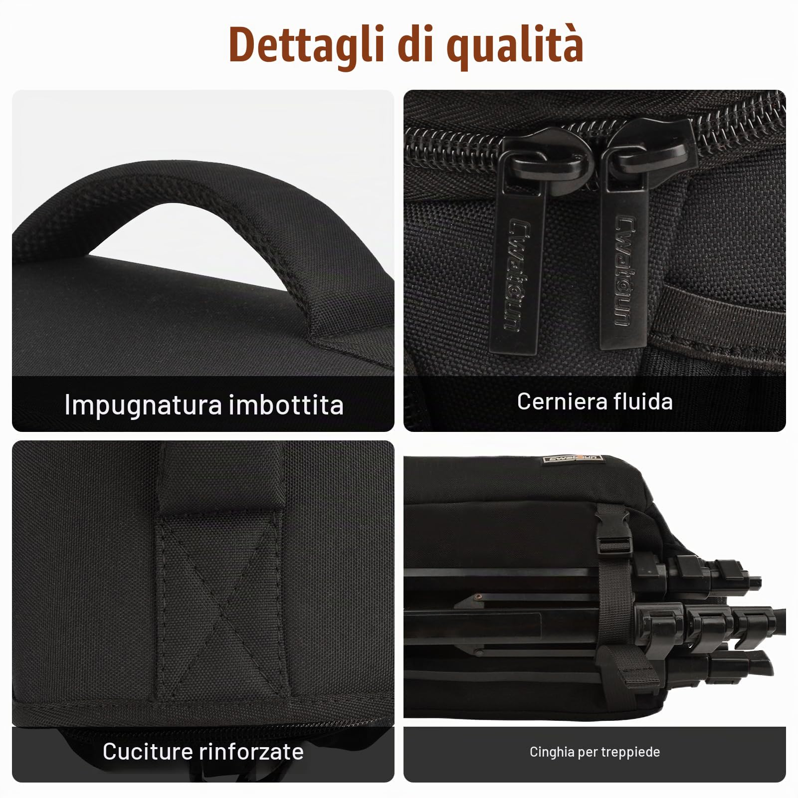 Cwatcun fotocamera borsa fotocamera SLR, borsa fotografica impermeabile per fotocamere reflex per Canon, Nikon, Sony, Fuji piccola DSLR/SLR e obiettivo, Nero, L