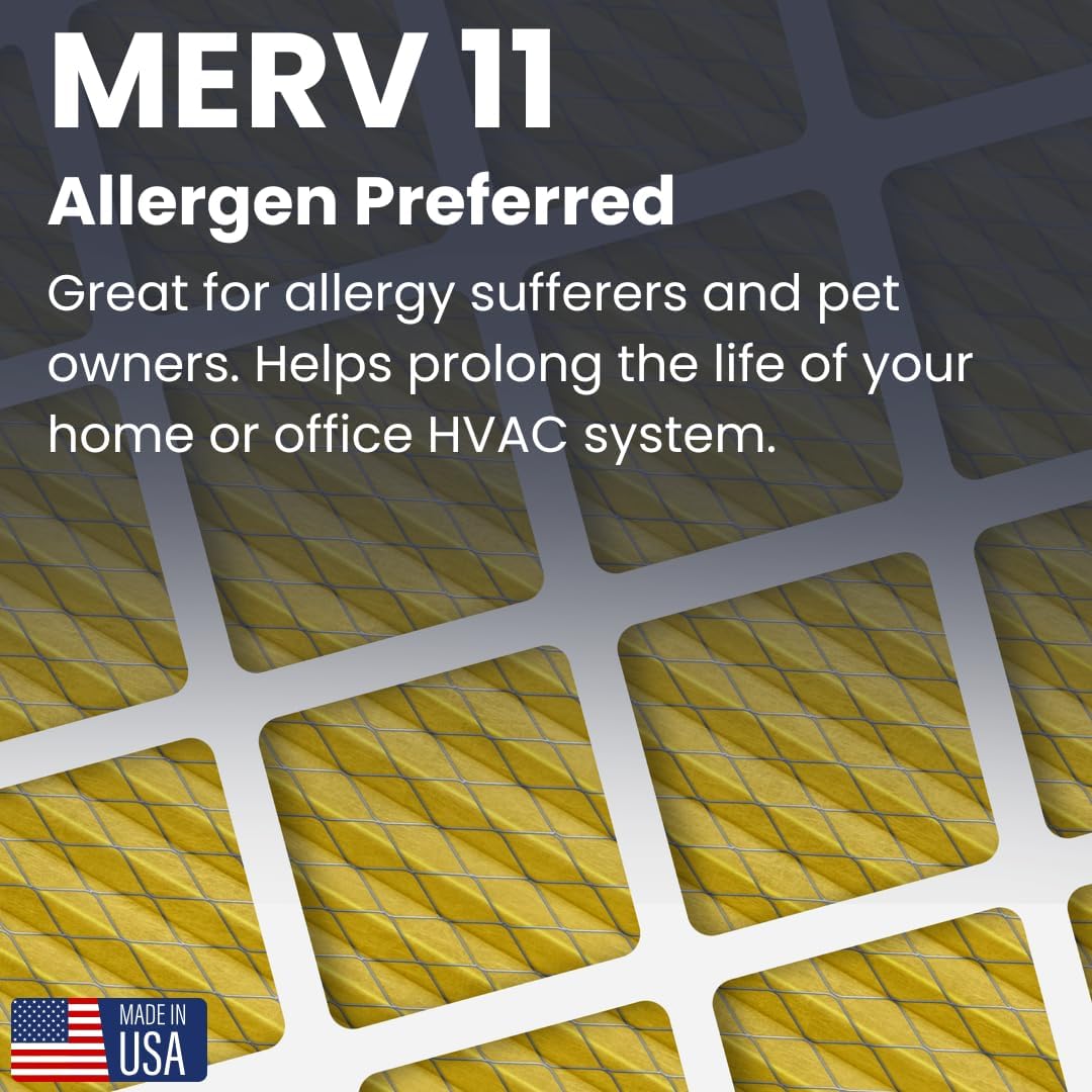 FilterTime 25x30x1 AC Furnace Air Filter, MERV 11, 4-Pack (exact dimensions 24.5 x 29.5 x 0.75), HVAC Air Filter Made in USA