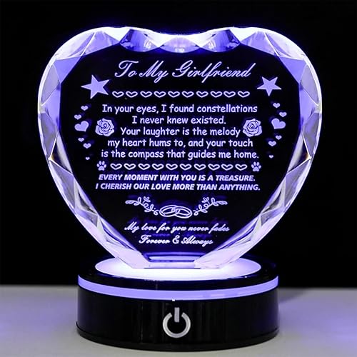Heart Shaped Crystal Keepsake for Girlfriend, Romantic Anniversary Birthday Gift