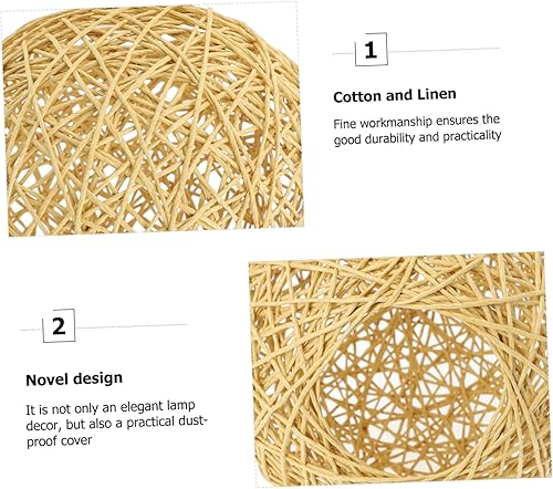 Miniatura 4 de DOITOOL 2 sets cubierta de luz de uso interior tejida pantalla lámpara colgante decorativa para dormitorio 2 unids*2