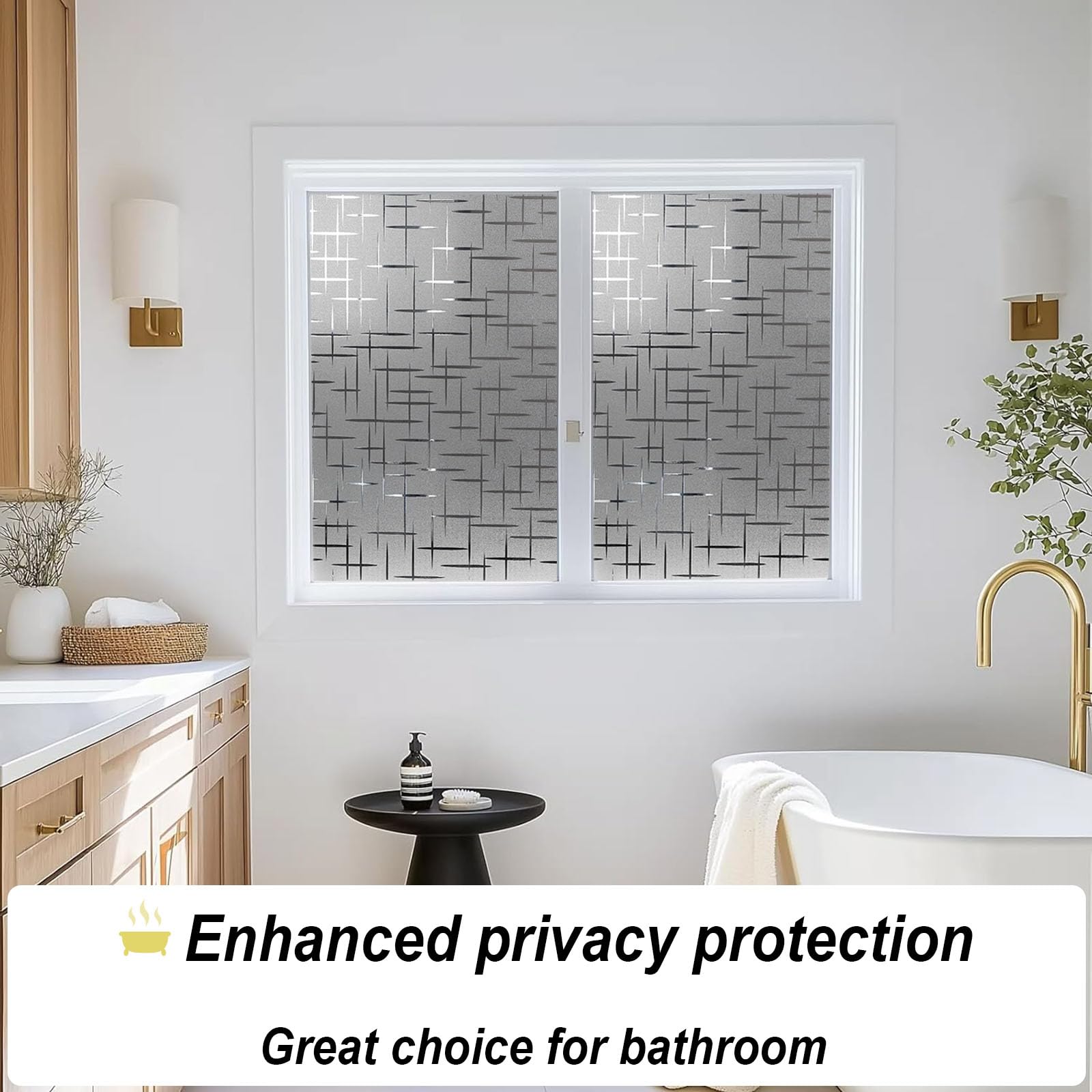 Fensterfolie Blickdicht Selbsthaftende 95 x 160 cm Statische Ohne Klebstoff Milchglasfolie Anti-Uv Geeignet Milchglasfolie Selbstklebend für Badezimmer, Umkleide, Doji