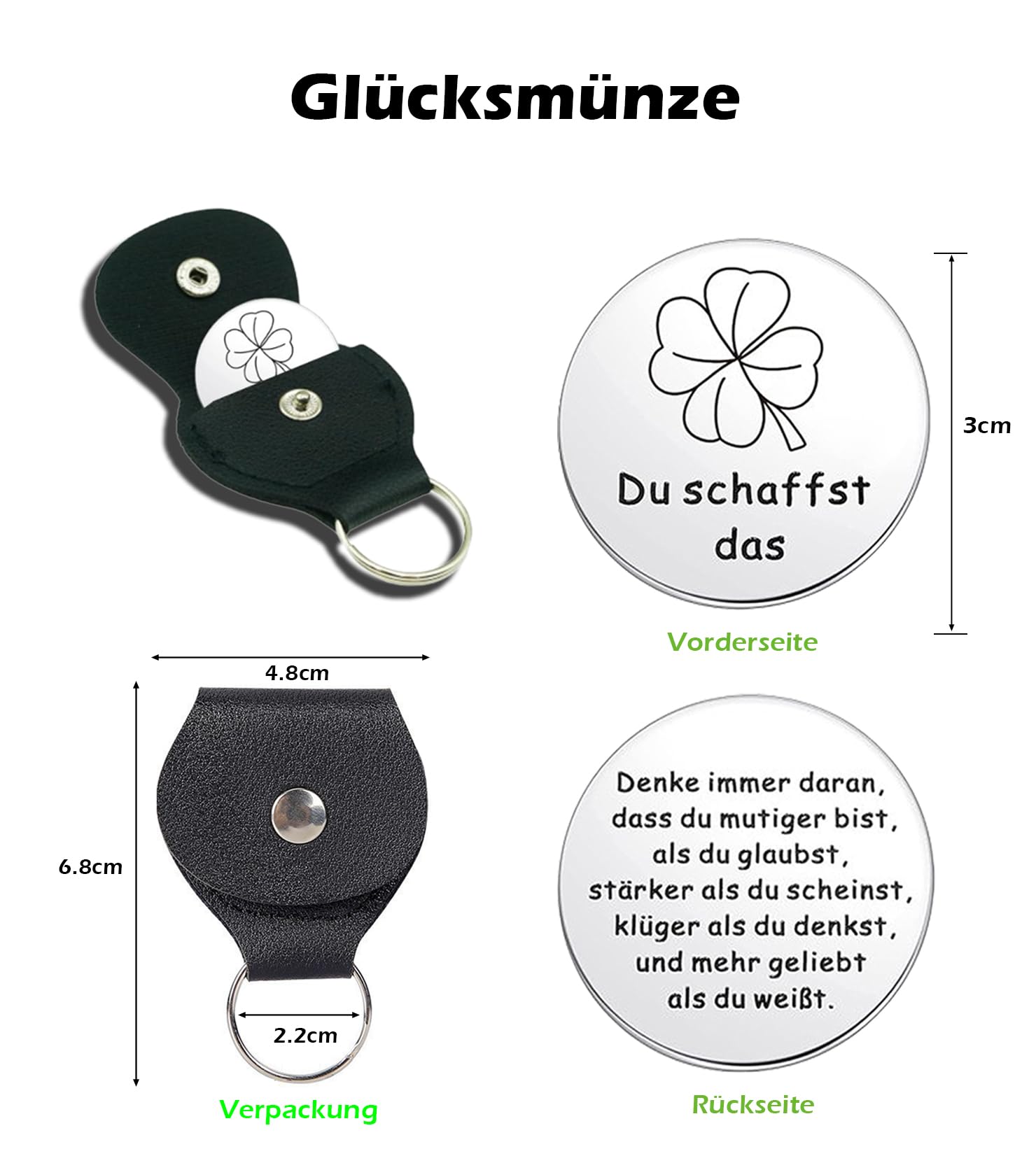 Du Schaffst Das Glücksbringer - Inspirierendes Geschenk Rund Glücksmünze - Gute Besserung Geschenke für Krebspatienten, Aufmunterung Geschenke für Familie und Freunde