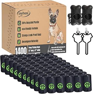 Doggy Poop Bags Biodegradable with Dispenser (1400 Bags) Eco-friendly Dog Waste Pickup Bags Landfill-Degradable Refill Rolls Cat Waste Bags (Black, 70 Rolls, Unscented)