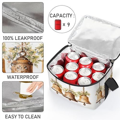 Miniatura 5 de The Christmas Art Texture Insulated Lunch Bag Women Reusable Lunch Tote Square Meal Bag for Adults Men Cooler Lunch Box for Work Travel Picnic Food