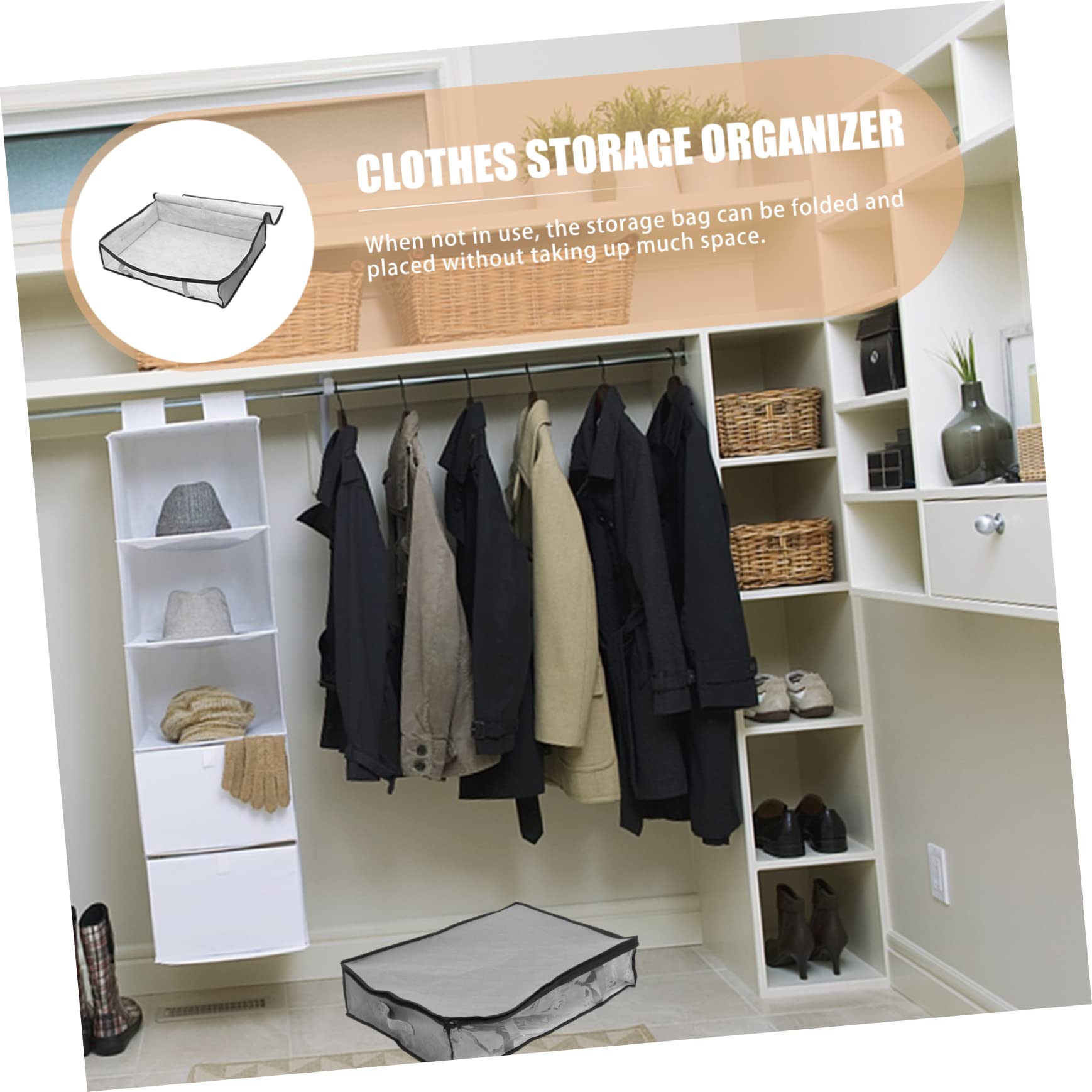 Sosoport 3 pezzi Organizer per Vestiti Pieghevole in Non Resistente Borsa Portaoggetti Sottoletto per Armadio Contenitore per Lenzuola Coperte e Piumoni Grigio