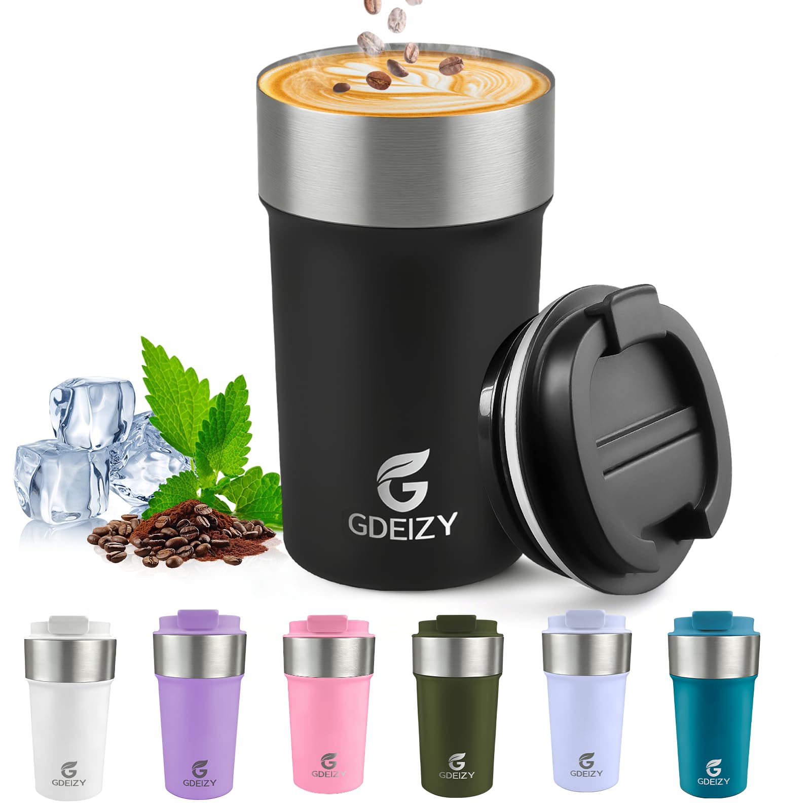 17oz Insulated Travel Coffee Mug, Stainless Steel Cup with Leakproof Lid
