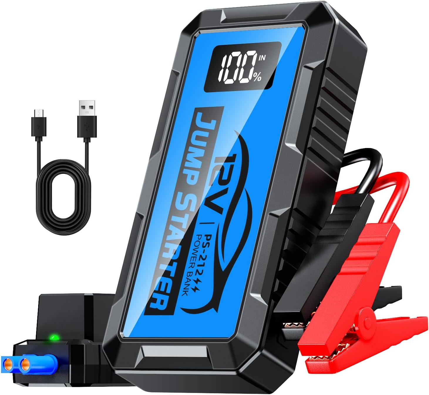 8000A Car Jump Starter, 12V Jump Starter Battery Pack (All Gas,up to 10.0L Diesel Engine) Jumper Cables Portable Lithium Jump Box, USB Output and LED Light