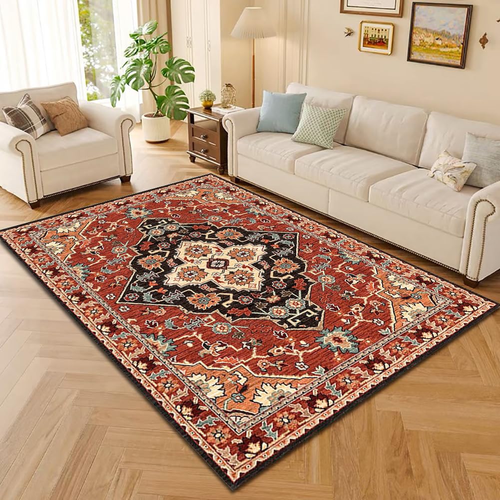 Tapis descente de lit vintage 120x160 cm lavable et antidérapant