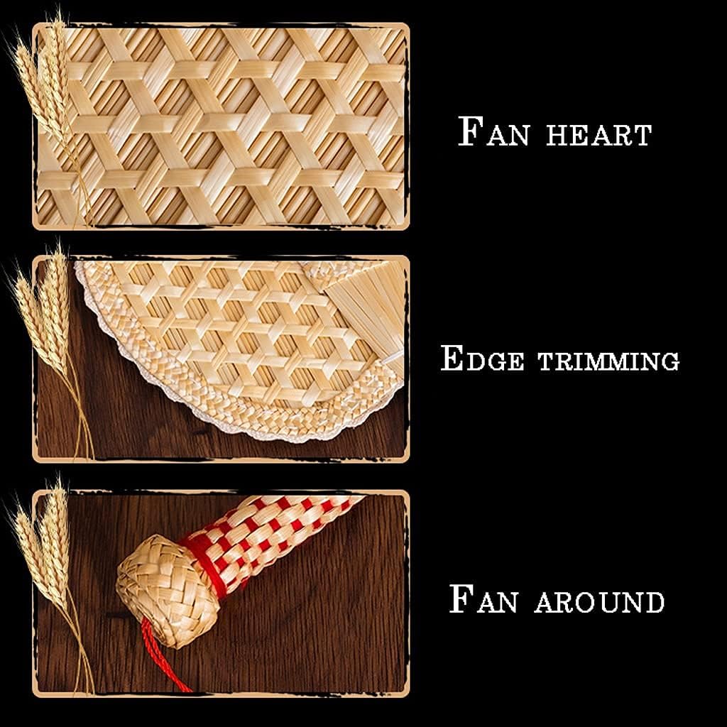 Hand-Woven Straw Classic Folding Fan, Traditional Summer Hand-cranked Folding Fan, Plantain Folding Fan Home Ceremonial Decorative Folding Fan (Color: A)