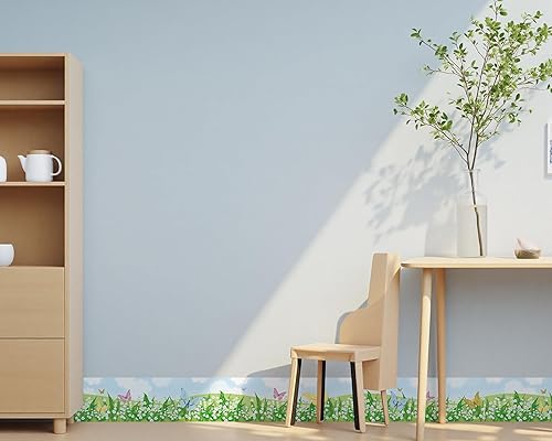 Vista 153 de FLFK Calcomanías de pared para despegar y pegar, para habitación de los niños, calcomanías de peces bajo el mar, 4 x 240 pulgadas (azul)