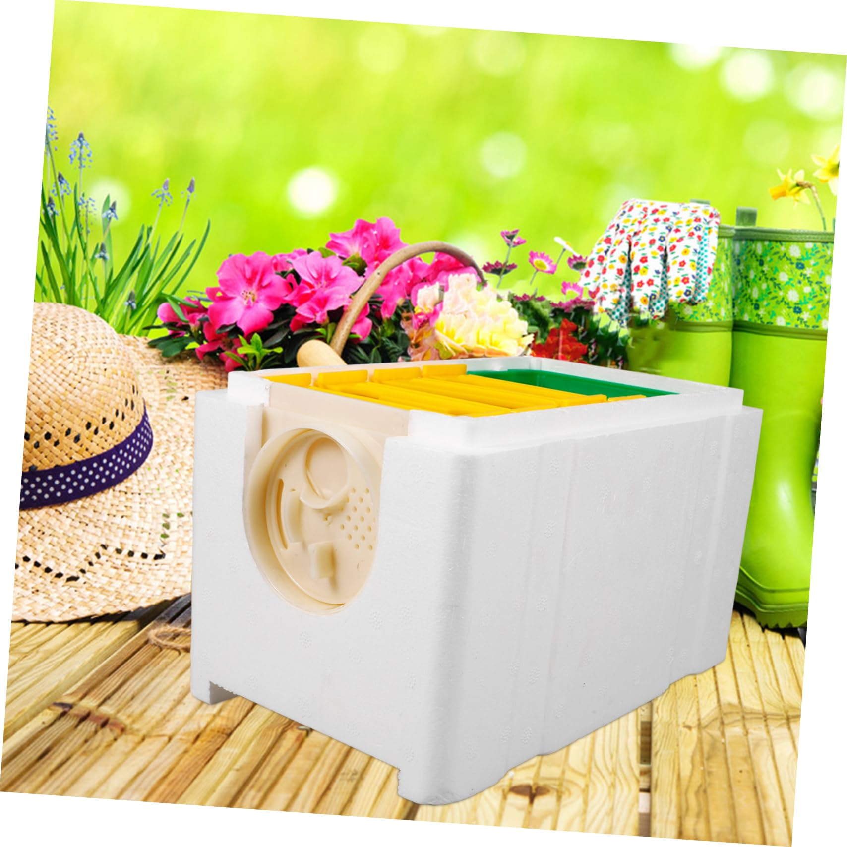 SUPVOX Scatola Per Api 4 Telai in Plastica Bianca Per Apicoltura, Kit Completo Di Alimentazione e Accoppiamento Per Alveari Da Giardino e Balcone, Attrezzatura Stabile Per Apicoltori Principianti