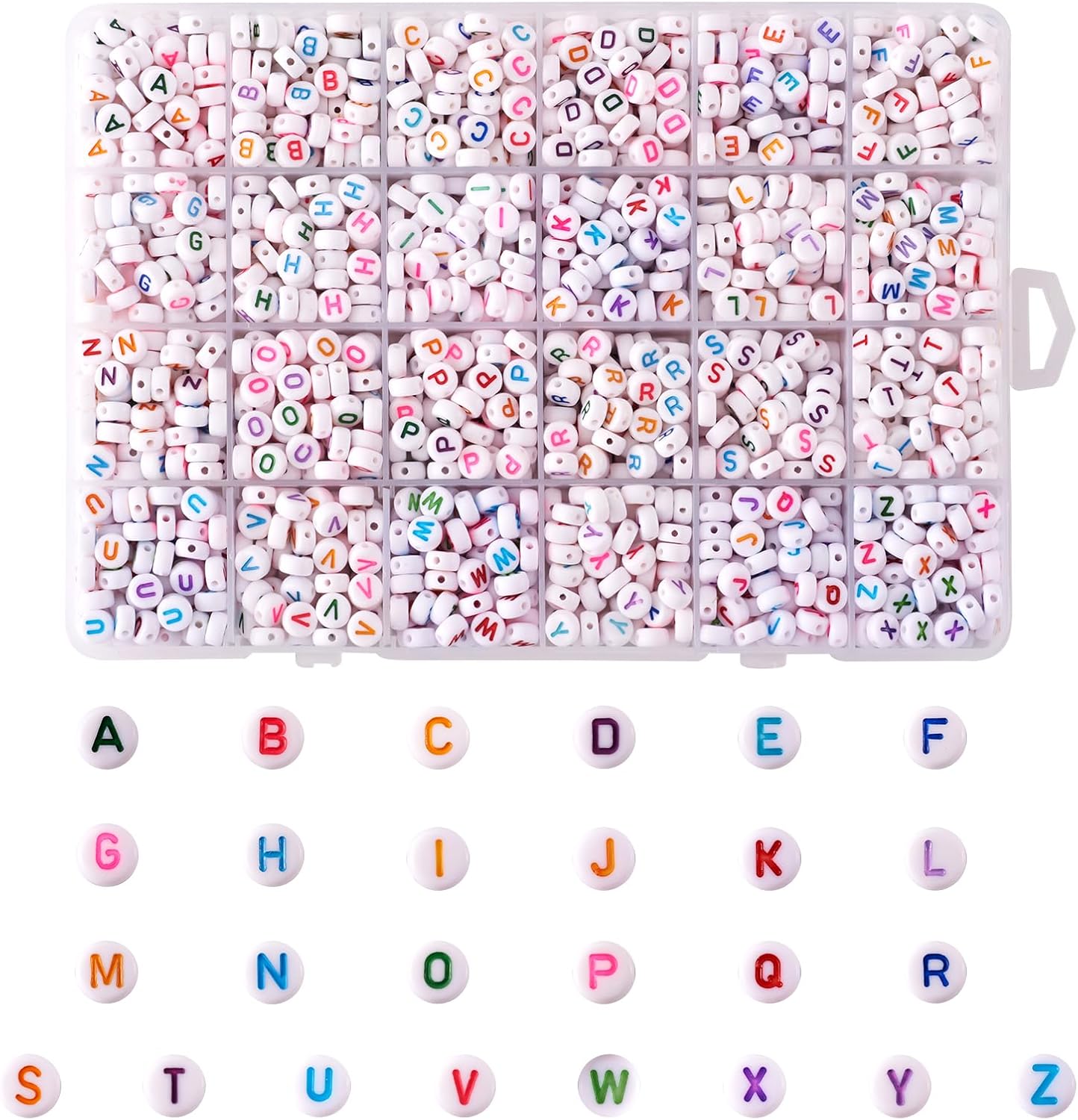 White 7mm Letter Beads Cheriswelry 1776pcs Colorful Acrylic A-Z Letter Alphabet Beads Friendship Bracelet Beads Flat Round Disc Coin Plastic Pony Beads for DIY Bracelet Necklace Jewelry Making