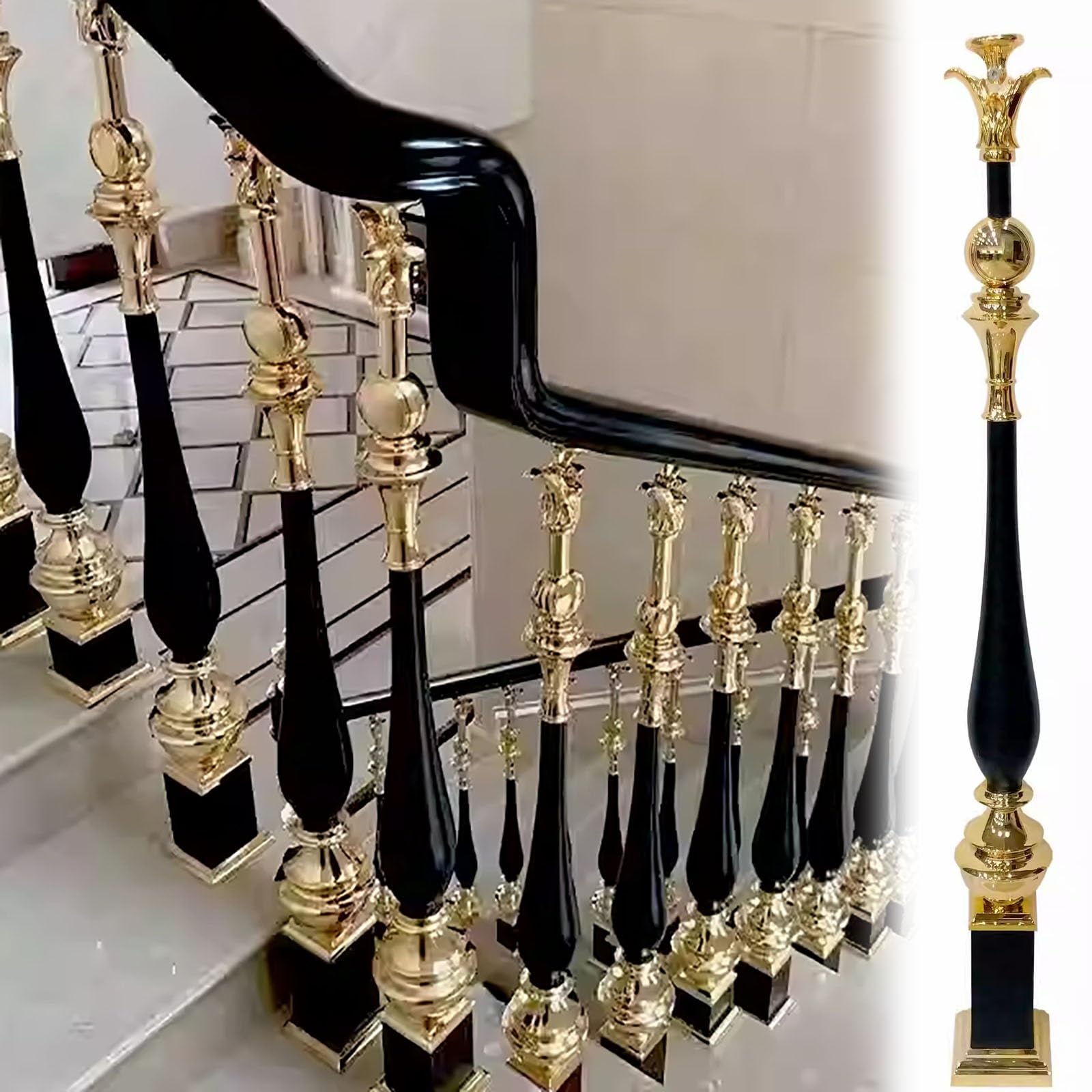 Axe de balustre d'escalier en métal noir pour verrière et décoration industrielle