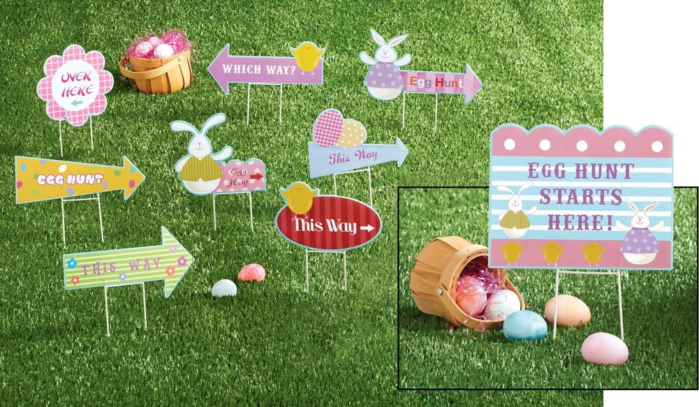 Easter Egg Hunt Yard Signs Kit Patio, Lawn & Garden
