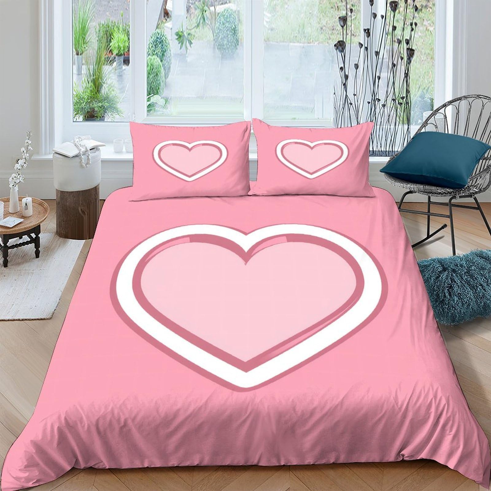 XFKLYNVCJ 3D Printed HeartSymbol Duvet Cover Microfiber MinimalistDesignStyle Quilt Cover Soft Breathable Easy Care for Student Dormitory University Accommodation Daily Use King（220x240cm）