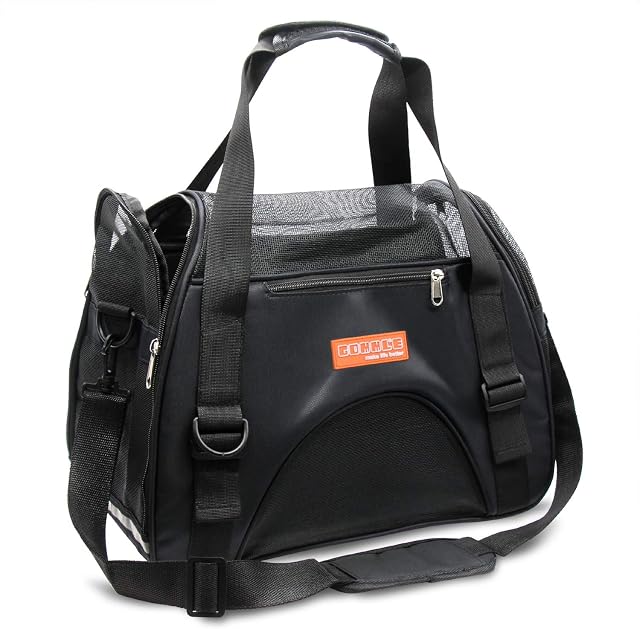 DentJet Pet Travel Carriers for Cats and Dogs, Soft Sided Portable Dogs Cats Bags Dog Carrier, Zipper Lock Collapsible Cat Carrier Puppy Kittens Rabbits Hamster Bag, Airline Approved Underseat, Black