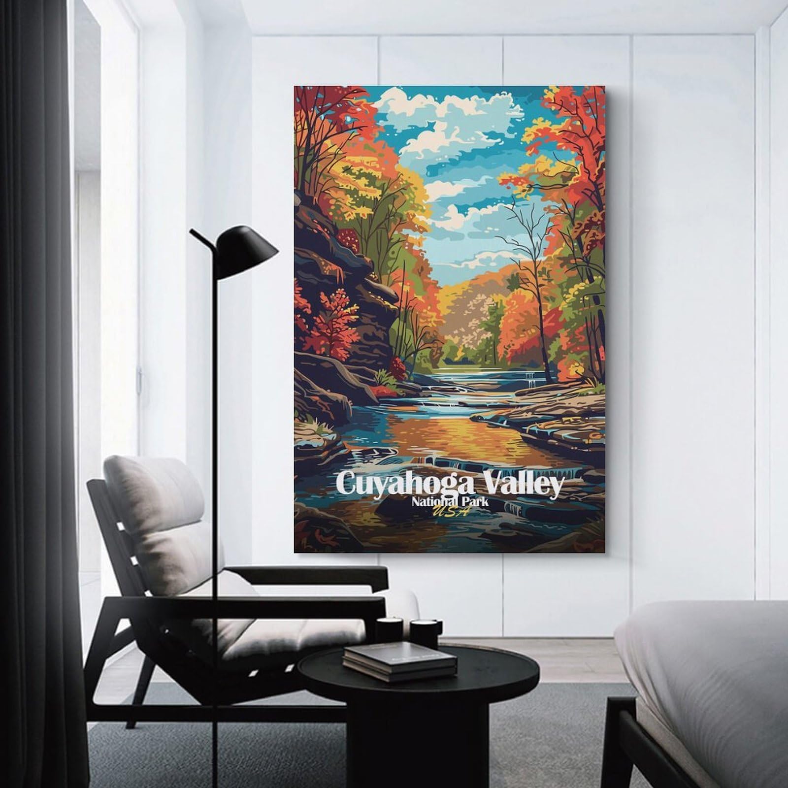 Junmoney Cuyahoga Valley National Park Illustration Room Decor Wall Art, 24x36inch(60x90cm), for Office, Study Or Home Workspace, A Smart Decor Choice for Study Walls