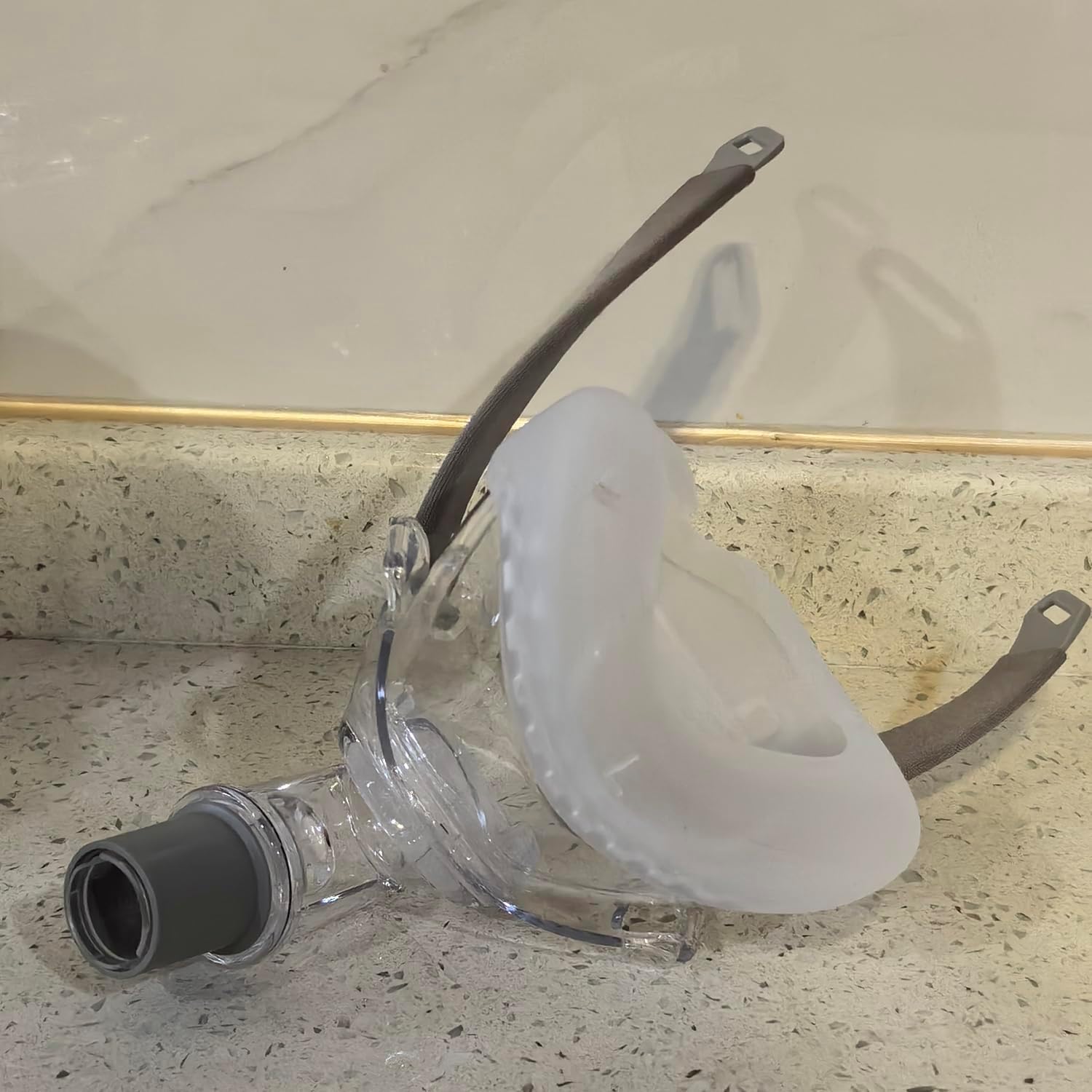 CPAP Mask, Universal Full Face CPAP Masks Replacement Set, Soft Silicone CPAP Full Cover Assembly Kit, Comfort Series Nasal CPAP MASK with Headgear, Elbow and Cushion, L Size - Image 9