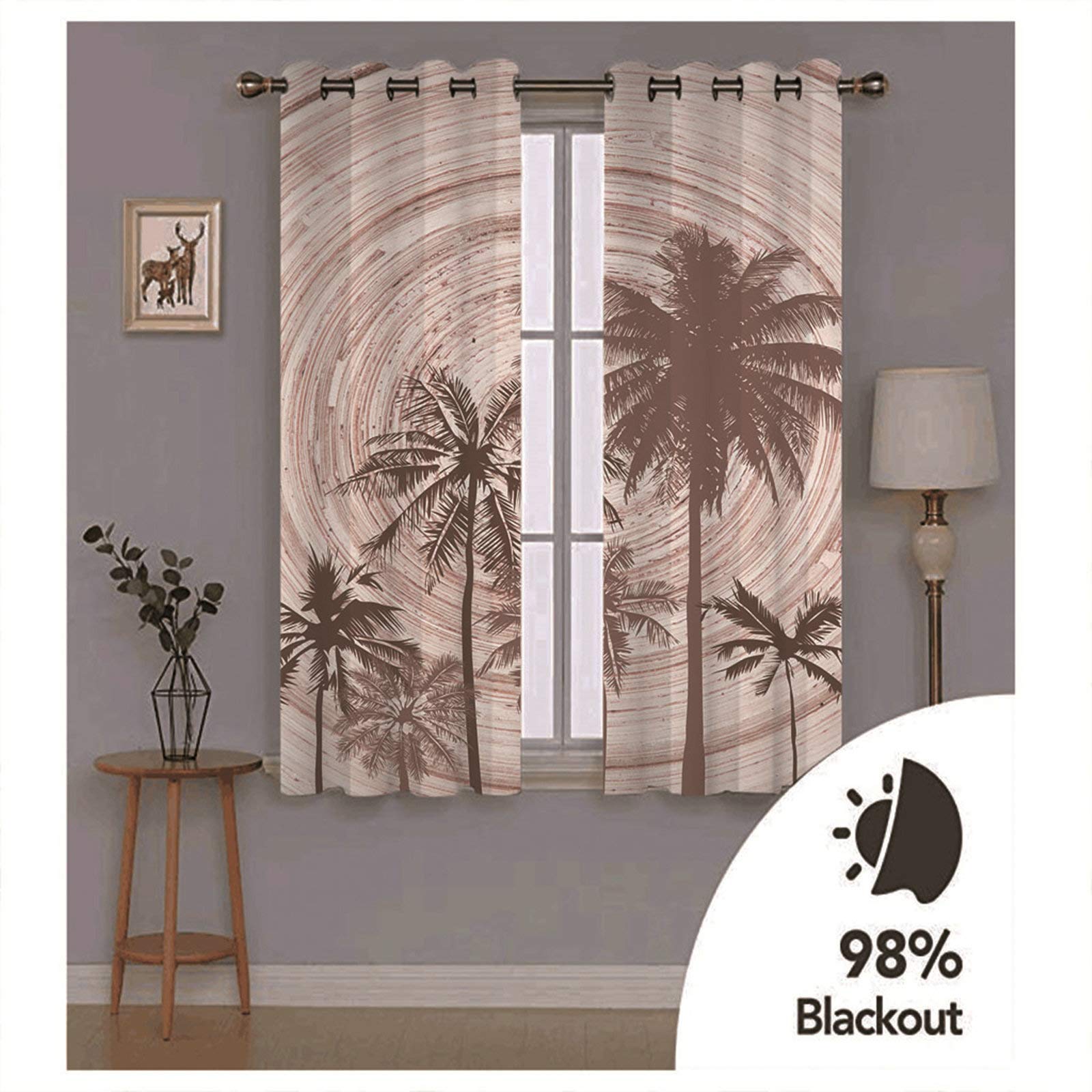 Daesar Zasłony poliestrowe sypialnia 130 x 183 cm zasłony na okna palma zaciemniająca zasłona do sypialni brązowe zasłony salon 2 panele