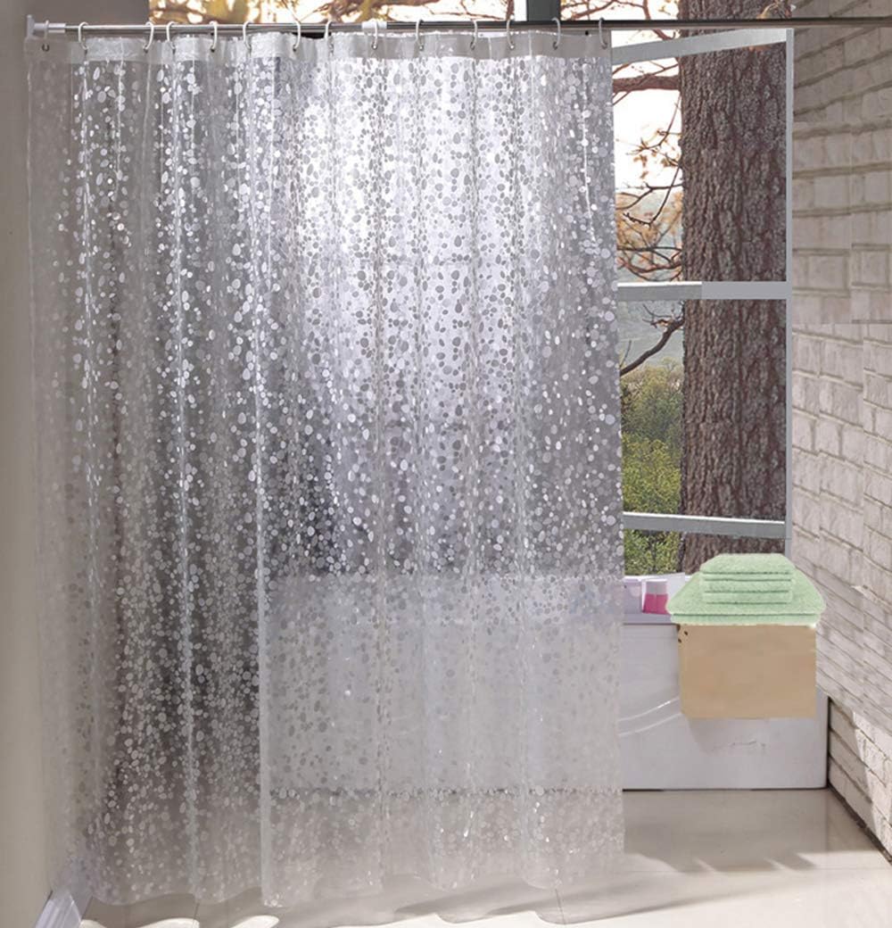 EurCross Narrow Shower Curtain, EVA Shower Curtains with Crystal Stone