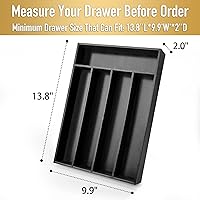 Vista 2 de Soporte para cubiertos de bambú - Organizador de cajones con 5 ranuras (negro)