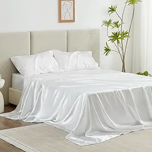 Love's cabin Twin Silky Soft Satin Bed Linen Set - 3 Piece with Deep Pockets, Luxury Satin Sheets, Wrinkle Resistant, Fits Mattresses up to 14''