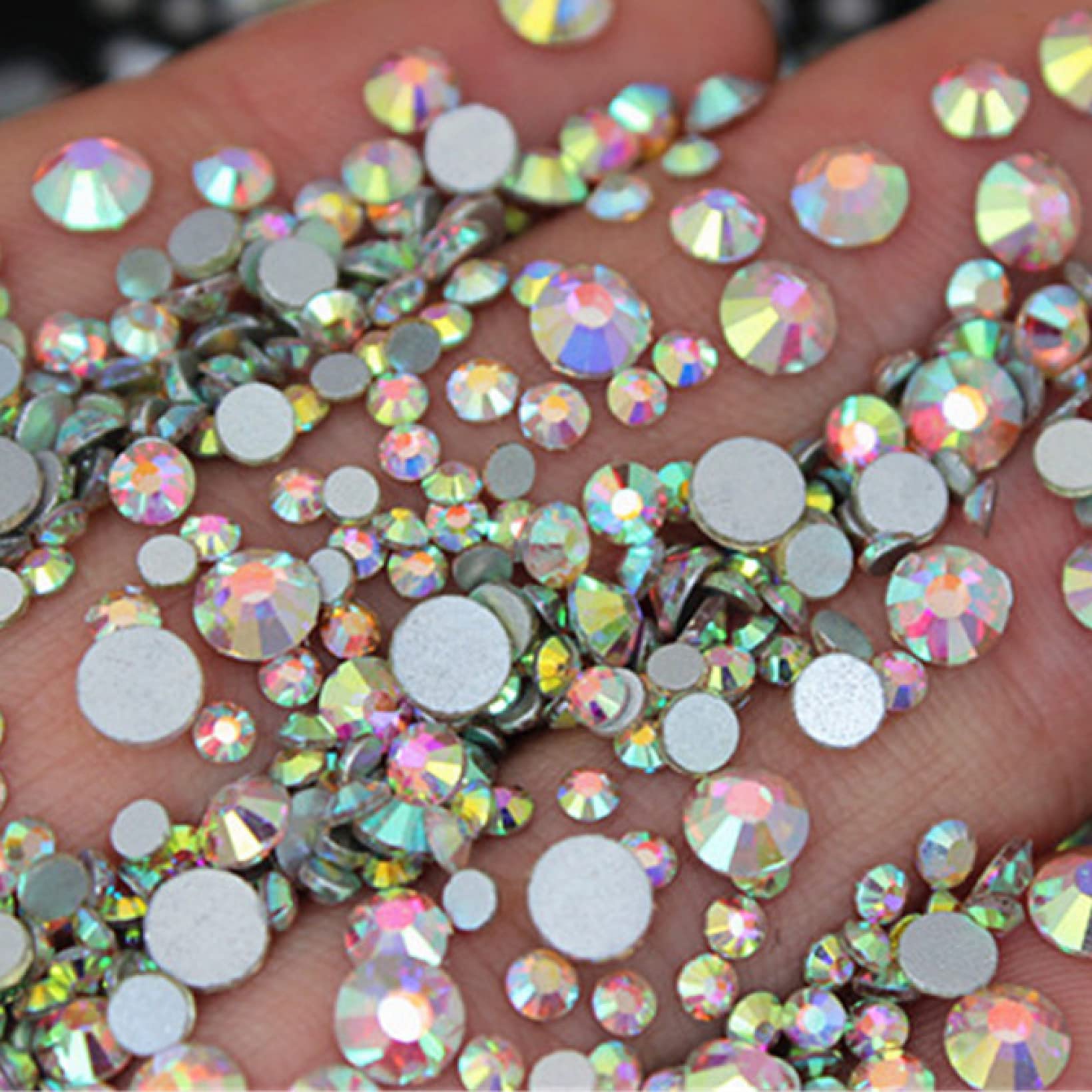 Strass pour ongles Cristal AB 3D en verre brillant dos plat pour nail art et manucure